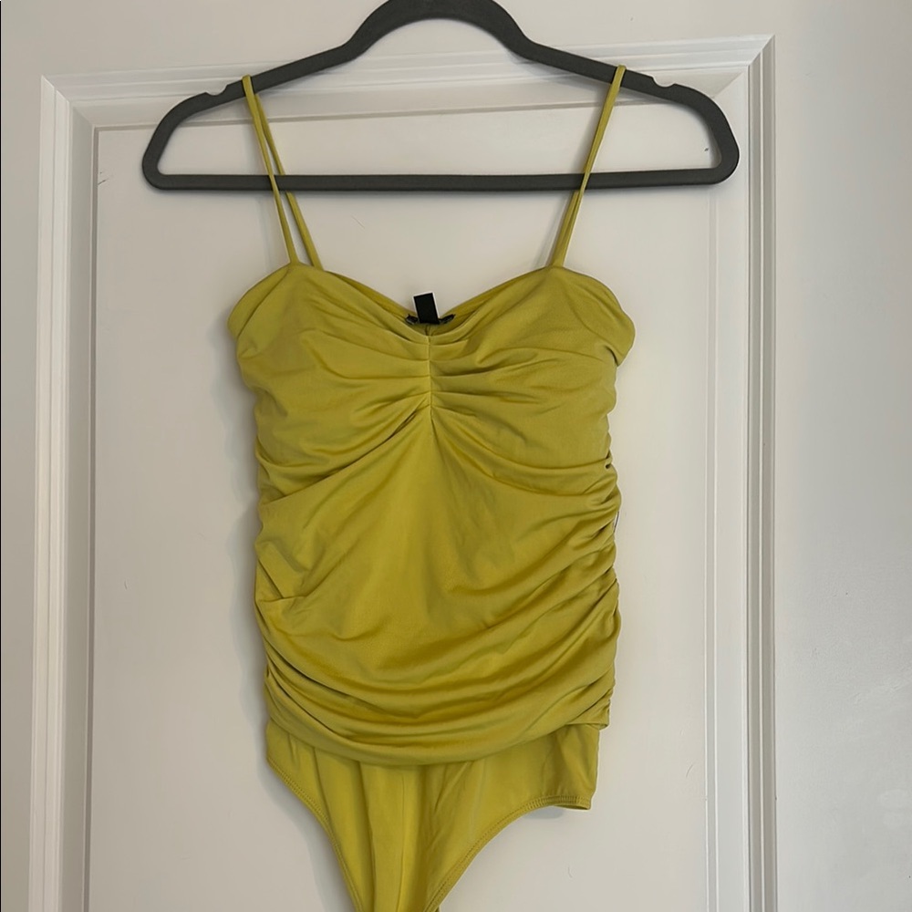 Express Yellow Bodysuit with Ruched Design